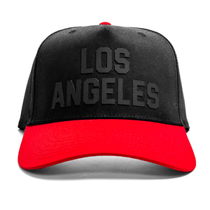 Los Angeles 5 Panel Cap - Black / Red